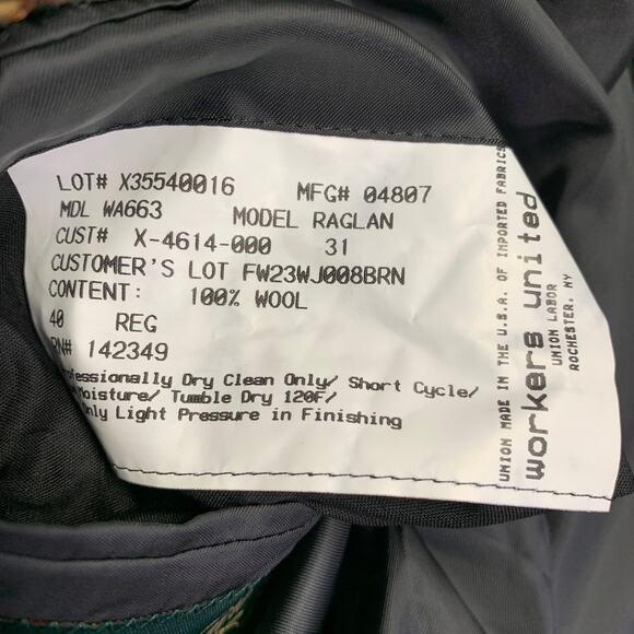 AIME LEON DORE Size M Brown Beige Herringbone Wool Hidden Buttons Raglan Coat - Picture 9 of 9